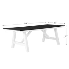 Costaelm Rectangle Patio Table, 8-Person Backyard Table 90" HDPE Dining Table with Umbrella Hole and Metal Frame for Outside, Garden, Poolside, Deck, Porch, Balcony, Navy Blue