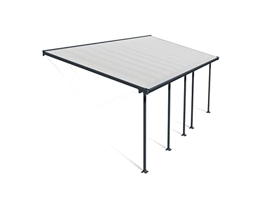 Palram - Canopia Feria 10' x 24' Patio Cover Canopy Awning, Gray/Clear