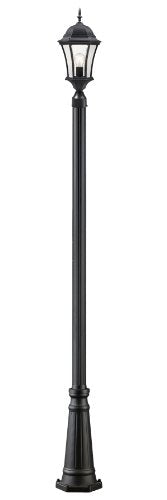 Z-Lite 522PHM-519P-BK Wakefield Outdoor Post Light, Aluminum Frame, Black Finish and Clear Beveled Shade of Glass Material