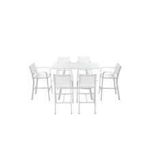Pemberly Row 7-Piece Modern Aluminum Frame Patio Bar Set White