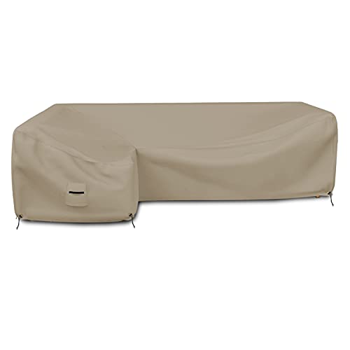 Covers & All L Shape Sectional Sofa Couches, 12 Oz Waterproof Sofa Cover, Tear & UV Proof Furniture Protector Cover with Handles & Air Pockets (Left Side Sofa, 90" x 120" x 33" x 35", Beige)