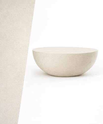 eldimer no.102 GFRC Concrete Coffee Table 43.3” - Handcrafted Round Modern Architectural Table, Weather Resistant, Indoor & Outdoor, 145 lbs Solid Cement Construction for Patio or Living Room