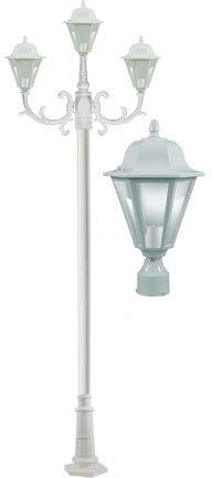 DABMAR LIGHTING GM1306-W-FROST Daniella Post Three Light Fixture w/Frosted Glass 3 X 13 Watt DL-S13-GU24 120 Volts, White