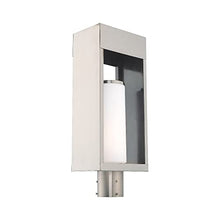 Livex Lighting 20985-91 Bleecker - 20" One Light Outdoor Post Top Lantern, Brushed Nickel Finish with Satin Opal White Glass