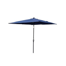 Square 2.5X2.5M Outdoor Patio Umbrella Solar Powered LED Lighted Sun Shade Market Waterproof 8 Ribswith Crank and Cross Base for Garden Deck Backyard Outside Swimming Pool