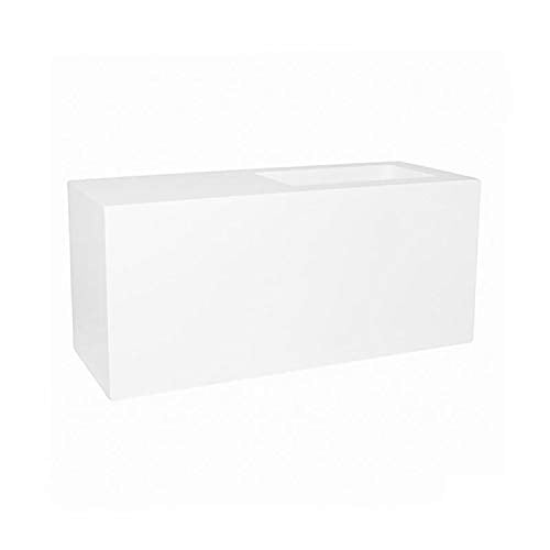 Pottery Pots White FiberStone Rectangular Planter 17.75" H X 15.75" W X 39.25" L - Jort Seating - Glossy - JORT Pot