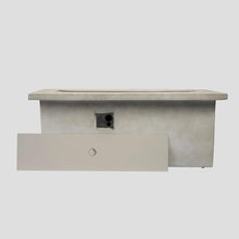 KEIKI 60 Inch Tall Rectangular Fire Table, Concrete Propane Gas Fireplace with Tank Storage, 60000 BTU Outdoor Heating for Patio Backyard