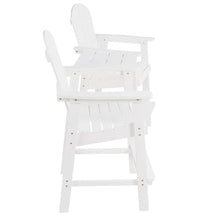 WEALTHKING Outdoor Adirondack Bar Chair Set with Connecting Table, HIPS Patio Lounge Seating for Backyard Deck Porch Garden Poolside, High Back Slatted Counter Height Seats with Wide Armrests (White)
