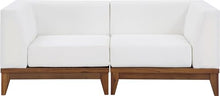 Meridian Furniture 389White-S62 Rio Collection Modern | Contemporary Outdoor Patio Off White Resilient Water Resisting Fabric Modular Sofa with Durable Acacia Wood Frame