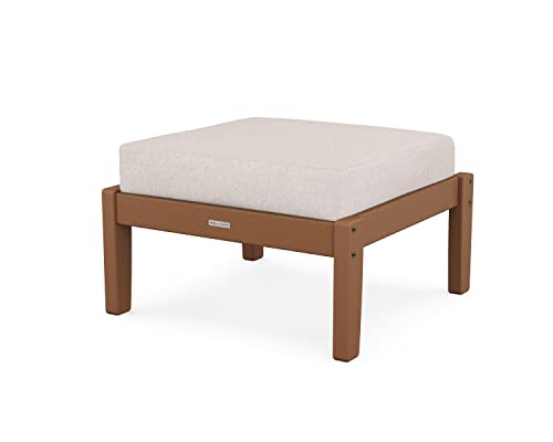 Martha Stewart by POLYWOOD® Chinoiserie Deep Seating Ottoman in Teak/Dune Burlap