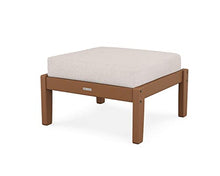 Martha Stewart by POLYWOOD® Chinoiserie Deep Seating Ottoman in Teak/Dune Burlap