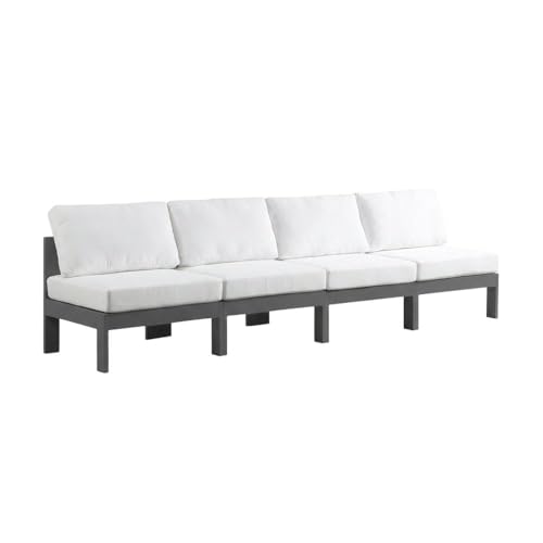 Outdoor Escape White Fabric Outdoor Patio Modular Sofa with Contemporary Style, Comfortable Seating, Sturdy Frame, Suitable for Outdoor Living Spaces