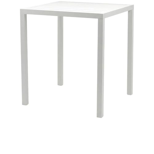 Outdoor Escape White Square Outdoor Patio Bar Table, Contemporary Style, 35W X 35D X 40H Inches, Durable Finish, for Dining, Entertaining