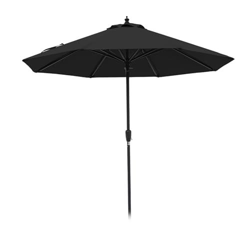 LumaGrove Outdoor Patio Umbrella 9ft/7ft Market Table Umbrella Garden Parasol with Crank and 8 Ribs, Aluminum Sunshade withProtection(Black,210cm/7ft)