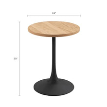 Jamesdar, Elise, Round Heavy Duty Commercial Bistro Table for Indoor Outdoor Restaurant & Café Dining, Solid Oak Top, Steel Base, 300 lb Capacity, 24" D x 30" H, Black
