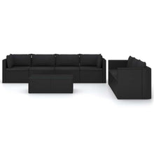 YUOGHRTFE 8 Piece Patio Lounge Set with Cushions Black Poly Rattan