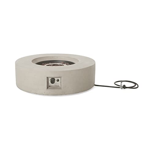 Christopher Knight Home Aidan Outdoor 50,000 BTU Circular Fire Pit (No Tank Holder) - Lightweight Concrete - Light Gray