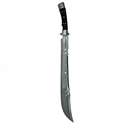 Fwosi Tactical Machete - 13-Inch Full Tang Magar Machete Fixed Blade Knife, Custom Knife with Carbon Steel Blade - Handmade in Nepal - Plus Leather Sheath with Belt Loop