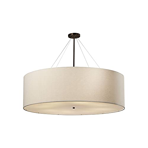 Justice Design Textile Classic 48"W Bronze Cream Drum Pendant Light Brown