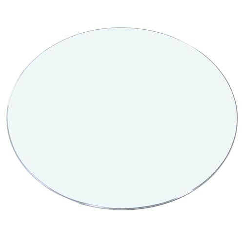 Pealihuy Round Tempered Glass Table Surface,Indoor Outdoor Shelf Tempered Glass Table Top,Round Clear Tempered,(100cm(40 in))