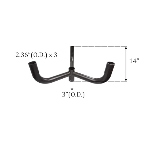 Triple Bullhorn Bracket with 3 Arms at 120 Degree,Bullhorn Tenon for 3 Light Fixtures with 2 3/8" Slip Fitter,Triple Bull Horn,Shoebox LED Street Light Mount Tenon Adapter,Mounting Bracket Accessories