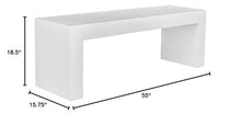 Moe's Home Collection Lazarus Outdoor Bench White Stone Dining Benches