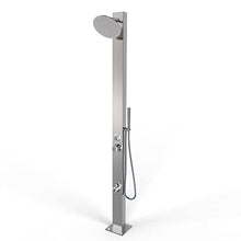 Milan Silver 316 Marine Grade Stainless Steel Massage Outdoor Shower Panel Swimming Pool Backyard Hot & Cold Rainfall Wall Mounted or Free Standing Outside Shower