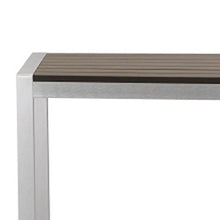 Benjara BM287813 Patio Kylo 43 Inch Outdoor Bar Table, White and Brown Aluminum Frame, Small