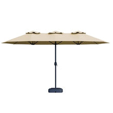 GYYDXXFC Outdoor Sunshade Umbrella, Three-headed Umbrella With Base, Market Umbrella, For Pool, Porch, Garden, Deck, Backyard(Beige,Small base)