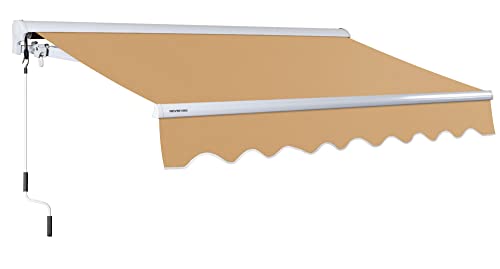 ADVANING MA0806-A100H2 Luxury Series, Premium Quality Retractable Patio Awning, 100% Solution Dyed European Acrylic Fabric Easy UV Sunshade with Manual Hand Crank, 8' x 6', Khaki