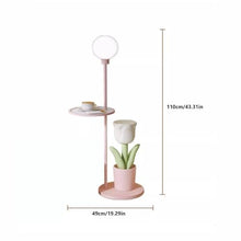 LUYOUBOZHU Floor Lamp Table & Lamp Combo, Bedside Reading Lamp, Modern End Table with Floor Lamp for Living Room, Den, Office, Bedroom(Purple)