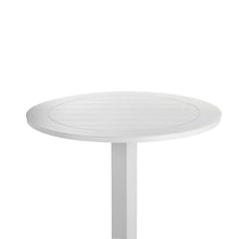 Benjara Keli 43 Inch Outdoor Bar Table, White Aluminum Frame, Foldable Design