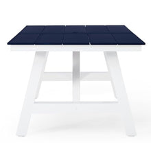 Costaelm Rectangle Patio Table, 8-Person Backyard Table 90" HDPE Dining Table with Umbrella Hole and Metal Frame for Outside, Garden, Poolside, Deck, Porch, Balcony, Navy Blue