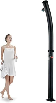MKLFBY 7.2 Ft Outdoor Shower, Solar Heated Outside Shower Station Fixture W/Shower Head & Foot Tap Spigot, Standing Garden Shower for Poolside, Pool Area, Beach House