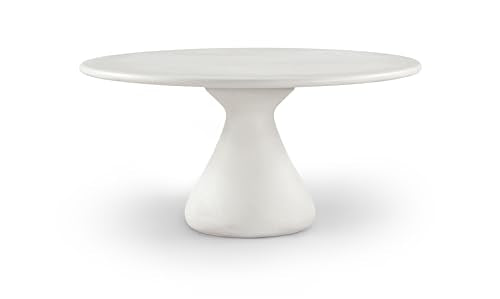 Meridian Furniture 77041Cream-DT60 Sano Collection Art Deco Indoor/Outdoor Concrete Dining Table with Cream Finish, Textured Pitting, 60" W x 60" D x 30" H, Cream