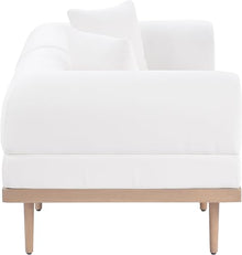 Meridian Furniture 55036Cream-S2B Laguna Collection Modern | Contemporary Outdoor Patio 2Pc. Modular Loveseat, Teak Finish Aluminum, Waterproof Olefin Fabric, 71" W x 35.5" D x 28.5" H, Cream