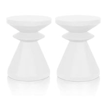 Home Square District Pawn Stone Accent Table in Ivory - Set of 2