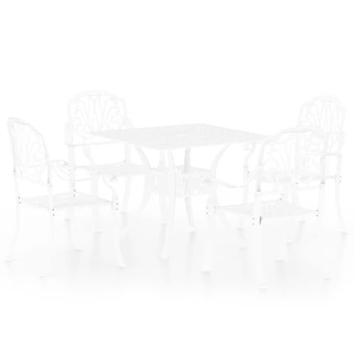 MNCVXAXG 5 Piece Bistro Set Cast Aluminum White