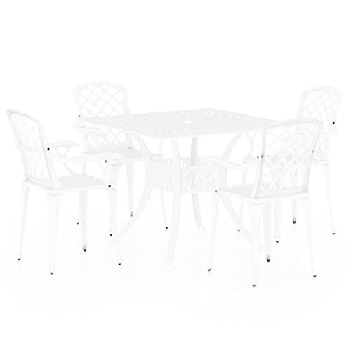 GFMGUEMV Cast Aluminum Outdoor Bistro Set with Umbrella Hole, Patio Dining Table and Chairs for Balcony
