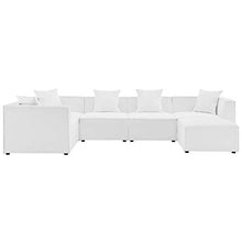 Modway EEI-4386-WHI Saybrook Patio Upholstered Sectional Sofa in White, 6-Piece Set