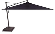 Treasure Garden AKZ PLUS Cantilever Umbrella 10'x13' Rectangular Obravia Navy Canopy and Black Frame with Stationary Base