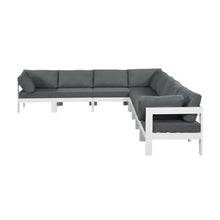 Outdoor Escape Gray Fabric Outdoor Patio Modular Sectional, Contemporary Style, Durable Outdoor Material, Comfortable Back and Seat Heights