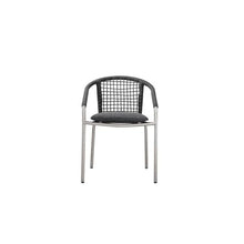 Pemberly Row Modern Aluminum Dining Chairs, 33 in Tall, Slate Gray Finish, Set of 6, Durable Anodized Frame, Fade Resistant Rope Accents, Stackable Design for Patio or Outdoor Dining