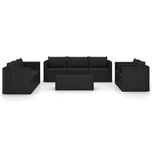 Xolmizyn 10 Piece Outdoor Patio Lounge Set, Modular PE Rattan Sofa Furniture with Tempered Glass Coffee Tables and Thick Cushions for Garden Backyard Porch, Black