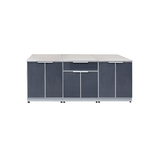 Blue Sky Outdoor Living 3-Piece Stainless Steel Outdoor Kitchen Combo Set – 2X 2 Door Cabinet, 1x 1 Drawer, 2 Door Cabinet, 1x Pull-Out Trash System, 3X 26 Standard Countertops