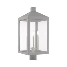 Livex Lighting 20586-80 Nyack - 24" Three Light Outdoor Post Top Lantern, Nordic Gray Finish with Clear Glass