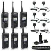 Motorola Solutions DTR700 Digital 2-Way Radio 50 Channels with Multi-Unit Charger & 6 Remote Speaker Mics Black
