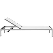 Pemberly Row Modern Aluminum Patio Chaise Lounge Set, 76" x 25", Silver/White Finish, Breathable Textilene Mesh, Adjustable Recliner, Wheels and Foot Caps, Set of 4 Outdoor Loungers for Relaxation