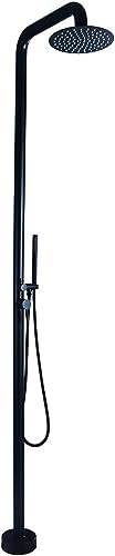 CFDZCP Outdoor Shower kit Portable Garden Shower Fixtures W/Overhead Shower Head and Handheld,Portable Outdoor Shower Kit for Backyard Pool Beach，Black