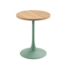 Jamesdar, Elise, Round Heavy Duty Commercial Bistro Table for Indoor Outdoor Restaurant & Café Dining, Solid Oak Top, Steel Base, 300 lb Capacity, 24" D x 30" H, Aloe Green